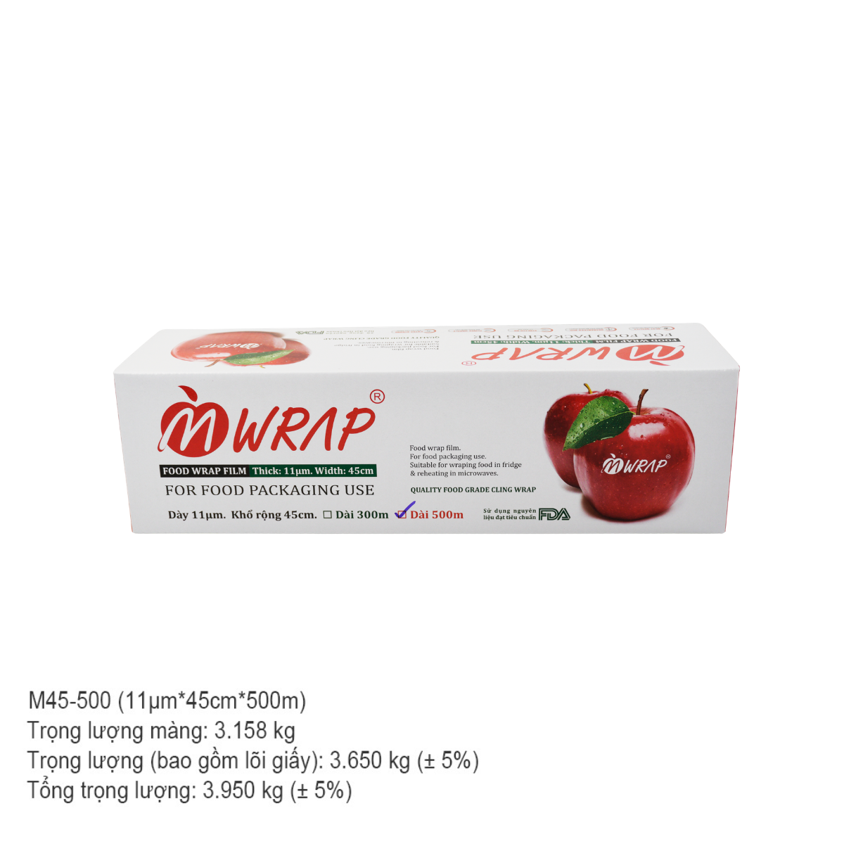 Hộp Màng Bọc thực phẩm Mwrap 11µm x 45cm x 500m